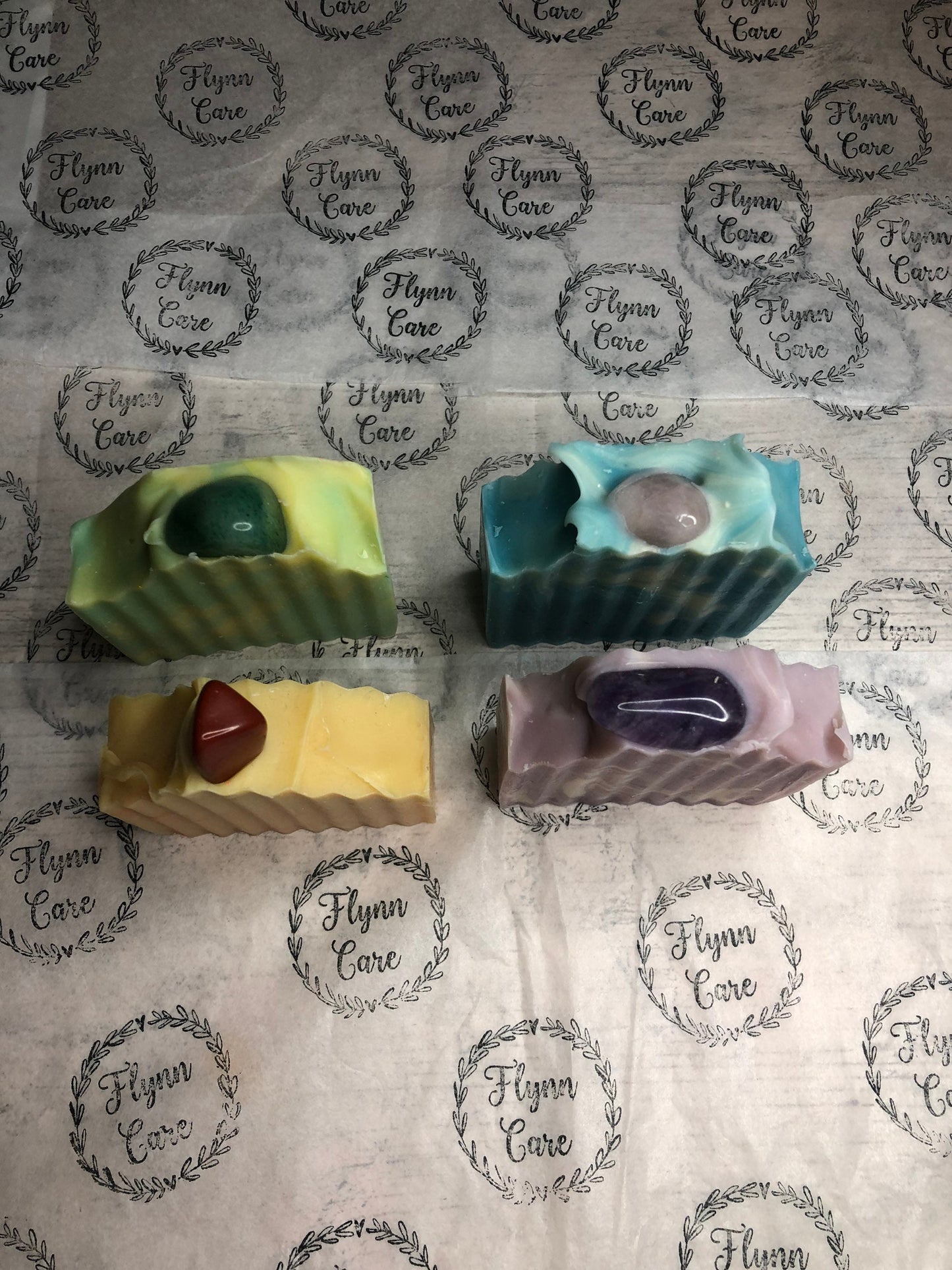 Full set of Crystal infused essential oil soaps