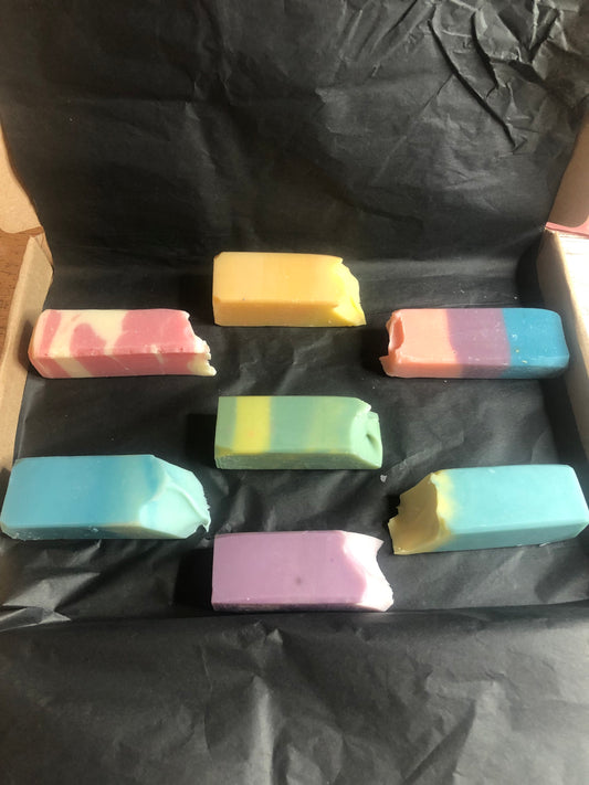 Soap sample size bars one of each type